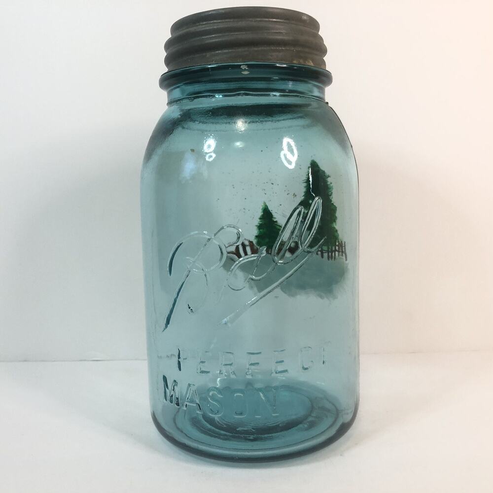 ball perfect mason jar dropped a number 4 with porcelain lined mason cap 1/2 gal